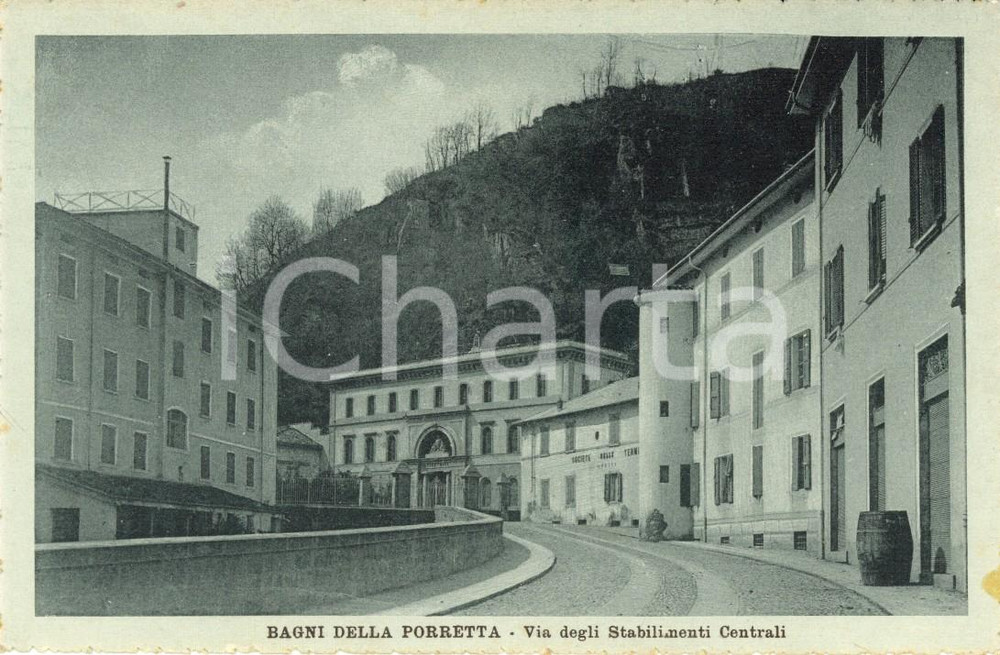 Cartolina originale da collezione 1915 ca PORRETTA TERME BO La via di accesso agli stabilimenti termali FP NV 1