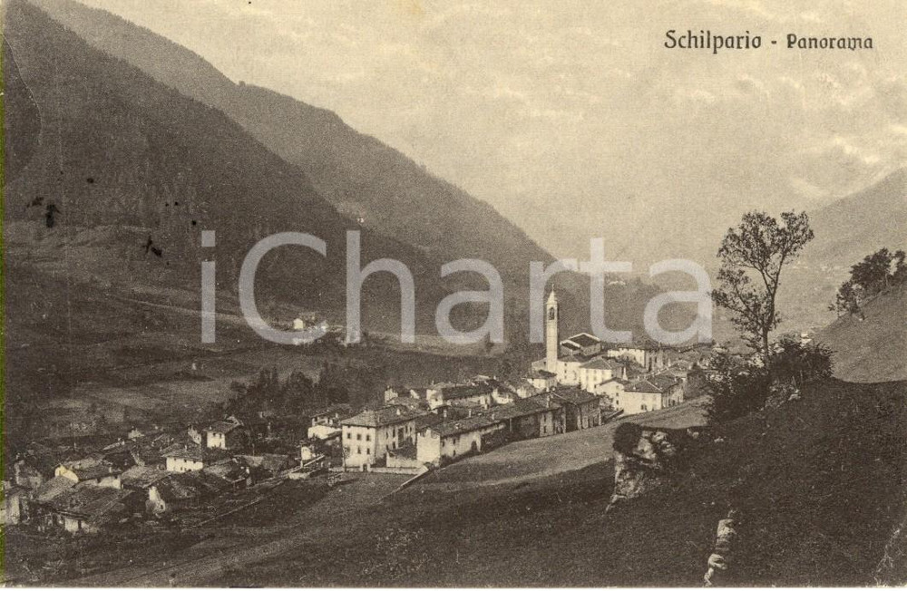 Cartolina originale da collezione 1925 SCHILPARIO BG Veduta dell abitato con chiesa SANT ANTONIO da PADOVA FP VG 1