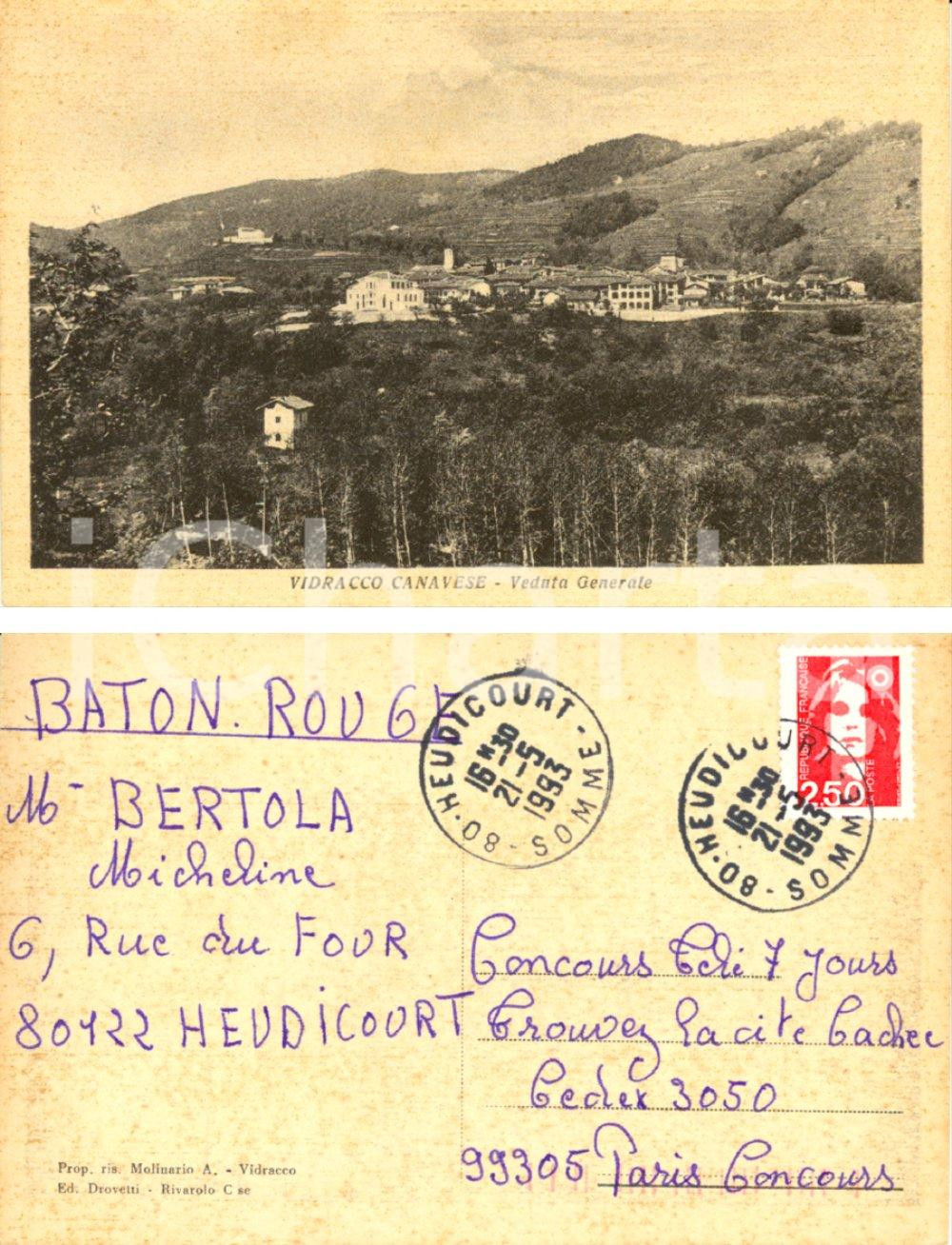 Cartolina originale da collezione 1930 ca VIDRACCO CANAVESE TO Panorama dell abitato Cartolina postale FP VG 1