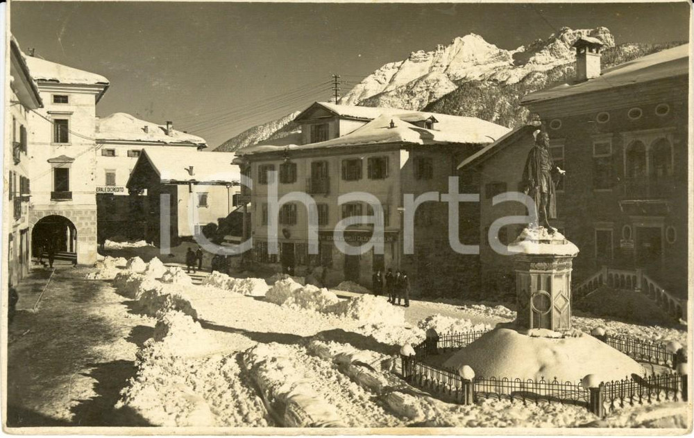 Cartolina originale da collezione 1927 PIEVE DI CADORE BL Monumento a TIZIANO e pellami fratelli GENOVA FP VG 1