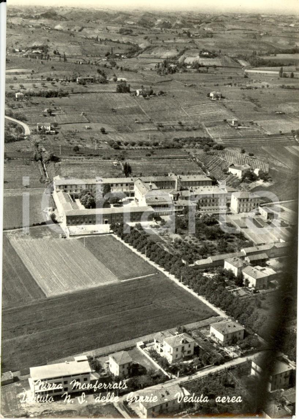 Cartolina originale da collezione 1966 NIZZA MONFERRATO AL Veduta aerea Istituto NOSTRA SIGNORA DELLE GRAZIE FG 1