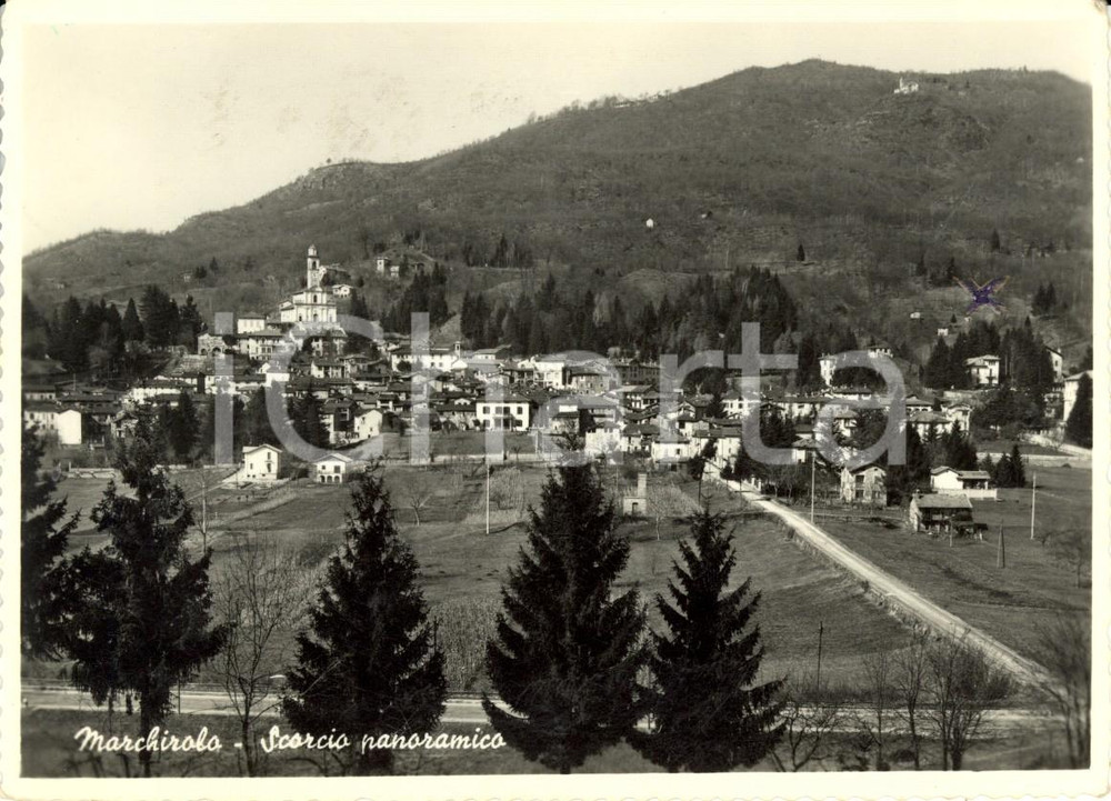 Cartolina originale da collezione 1956 MARCHIROLO VA Scorcio panoramico del paese Cartolina postale FG VG 1