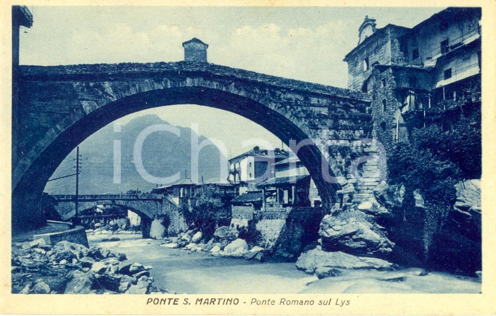 Cartolina originale da collezione 1930 ca PONTSAINTMARTIN AO Il ponte romano sul torrente LYS Cartolina FP NV 1
