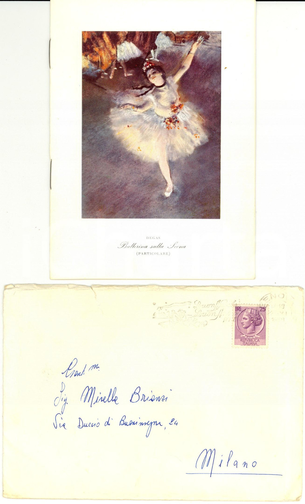 Oggetto da collezione cartaceo 1958 Fulton OURSLER Dono di Natale Opuscolo con busta viaggiata Lotto cartaceo 1