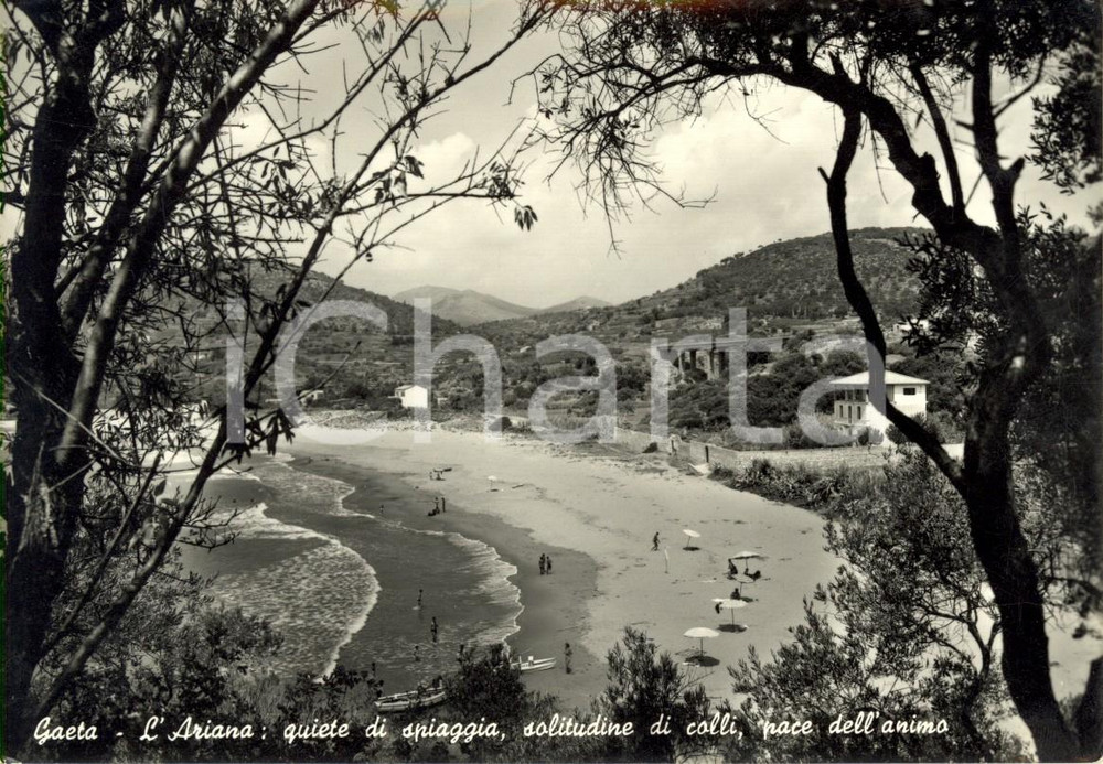 Cartolina originale da collezione 1956 GAETA LT Veduta della spiaggia dell ARIANA Cartolina ANIMATA FG VG 1