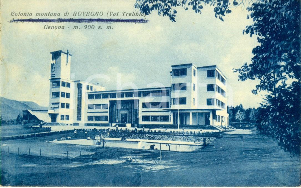 Cartolina originale da collezione 1949 ROVEGNO GE VAL TREBBIA Ex colonia montana FASCI di Combattimento FP VG 1