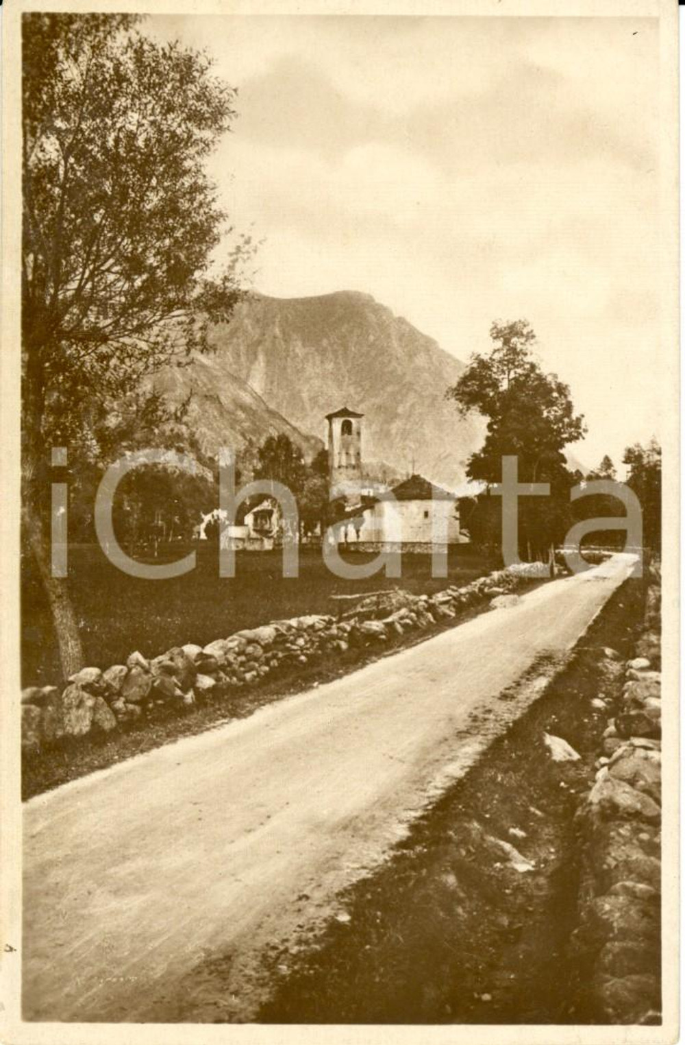 1930 ca USSEGLIO (TO) Vecchia parrocchiale SANTA MARIA ASSUNTA e campanile FP NV