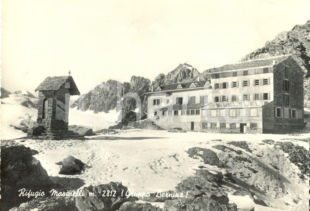 Cartolina originale da collezione 1954 SONDRIO Paesaggio innevato con rifugio CAI DAMIANO MARINELLI FG VG 1