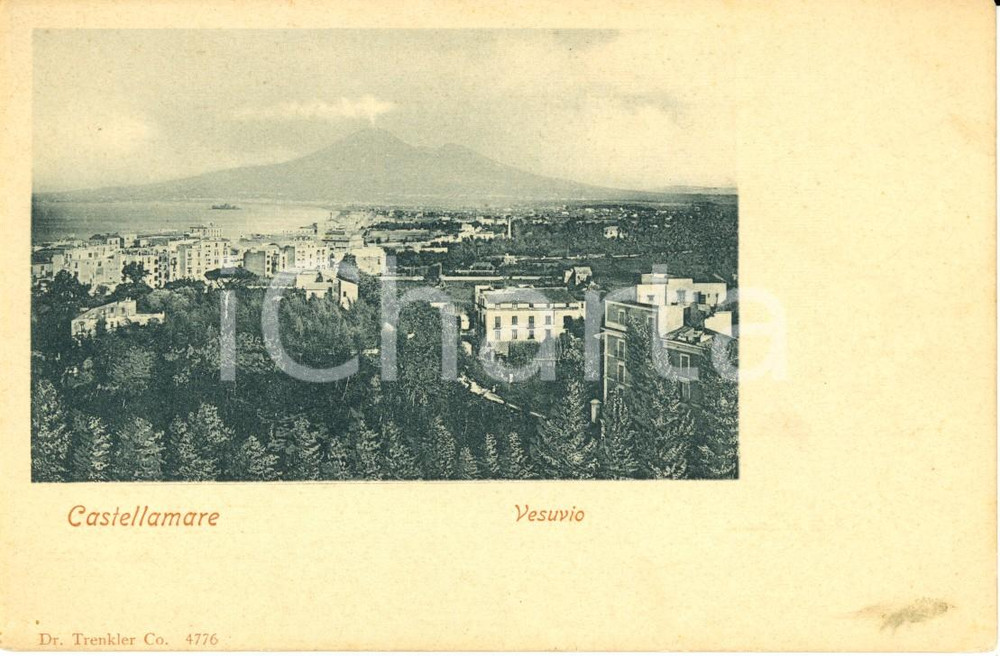 Cartolina originale da collezione 1900 ca CASTELLAMMARE DI STABIA NA Panorama con il VESUVIO Cartolina FP NV 1