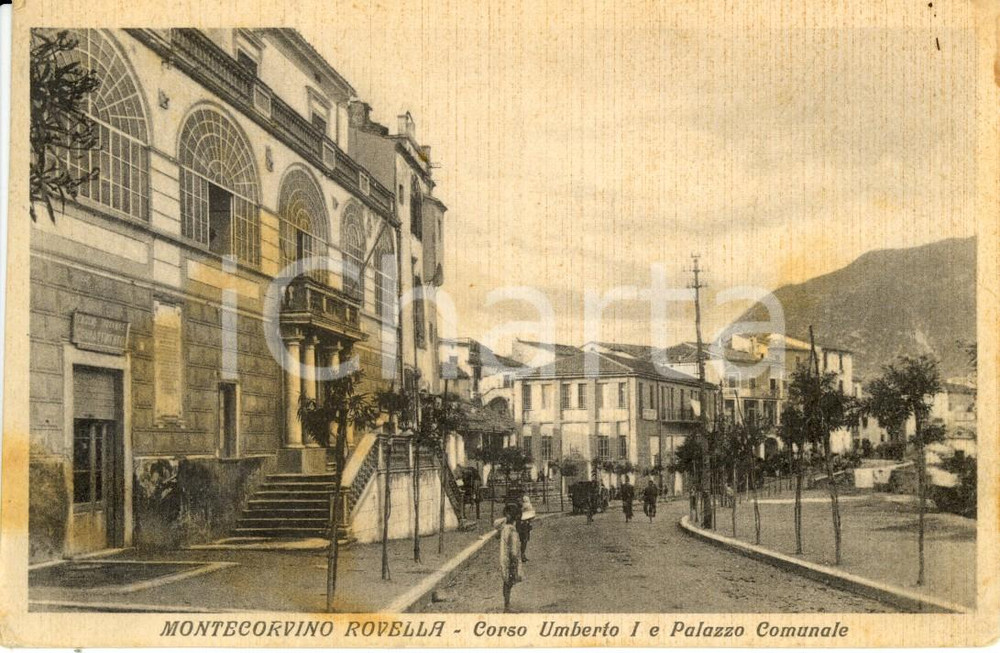Cartolina originale da collezione 1939 MONTECORVINO ROVELLA SA Palazzo comunale in corso UMBERTO I FP VG 1