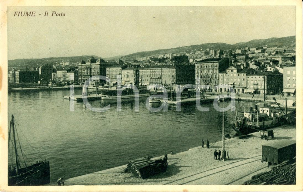 Cartolina originale da collezione 1931 FIUME / RIJEKA ISTRIA Veduta del porto cittadino Cartolina ANIMATA FP VG 1