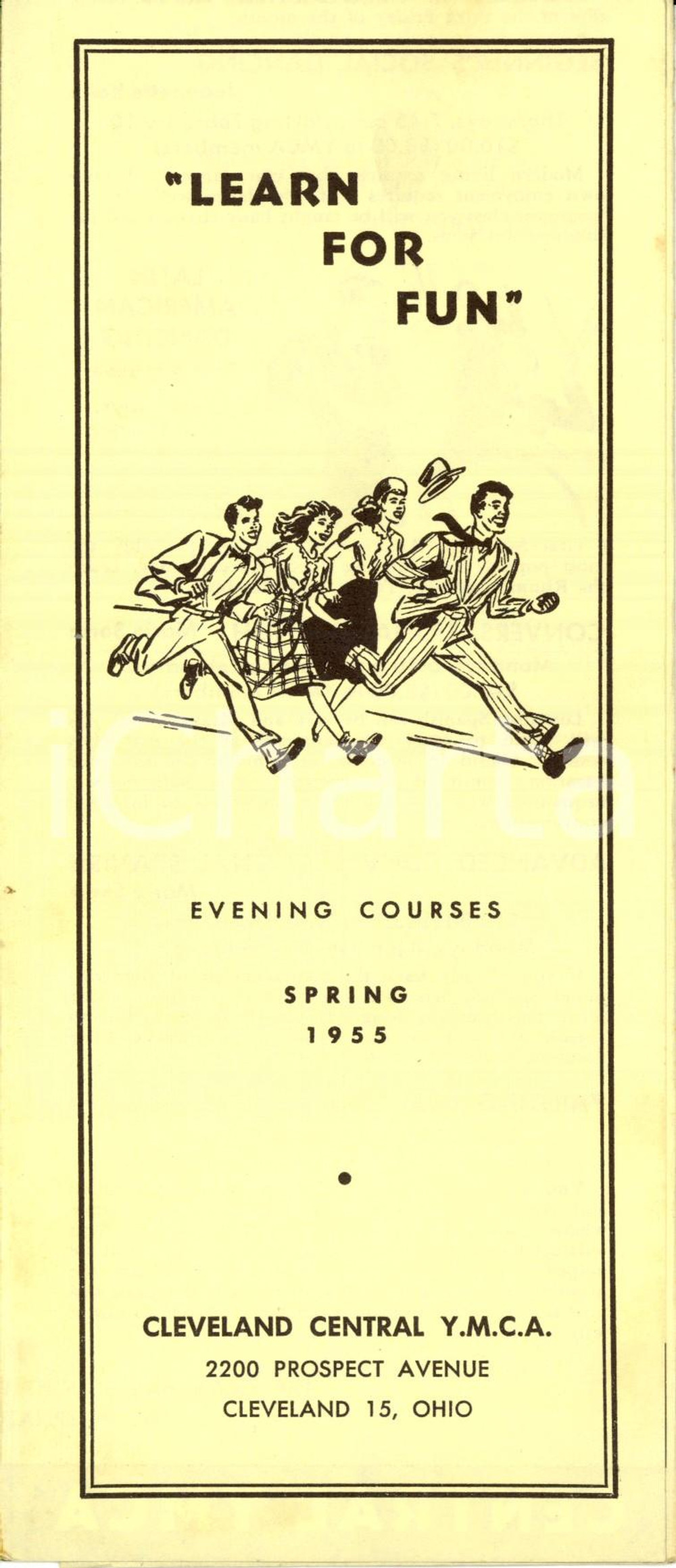 Materiale pubblicitario d’epoca 1955 CLEVELAND USA Learn for fun YMCA evening courses Opuscolo con programma 1