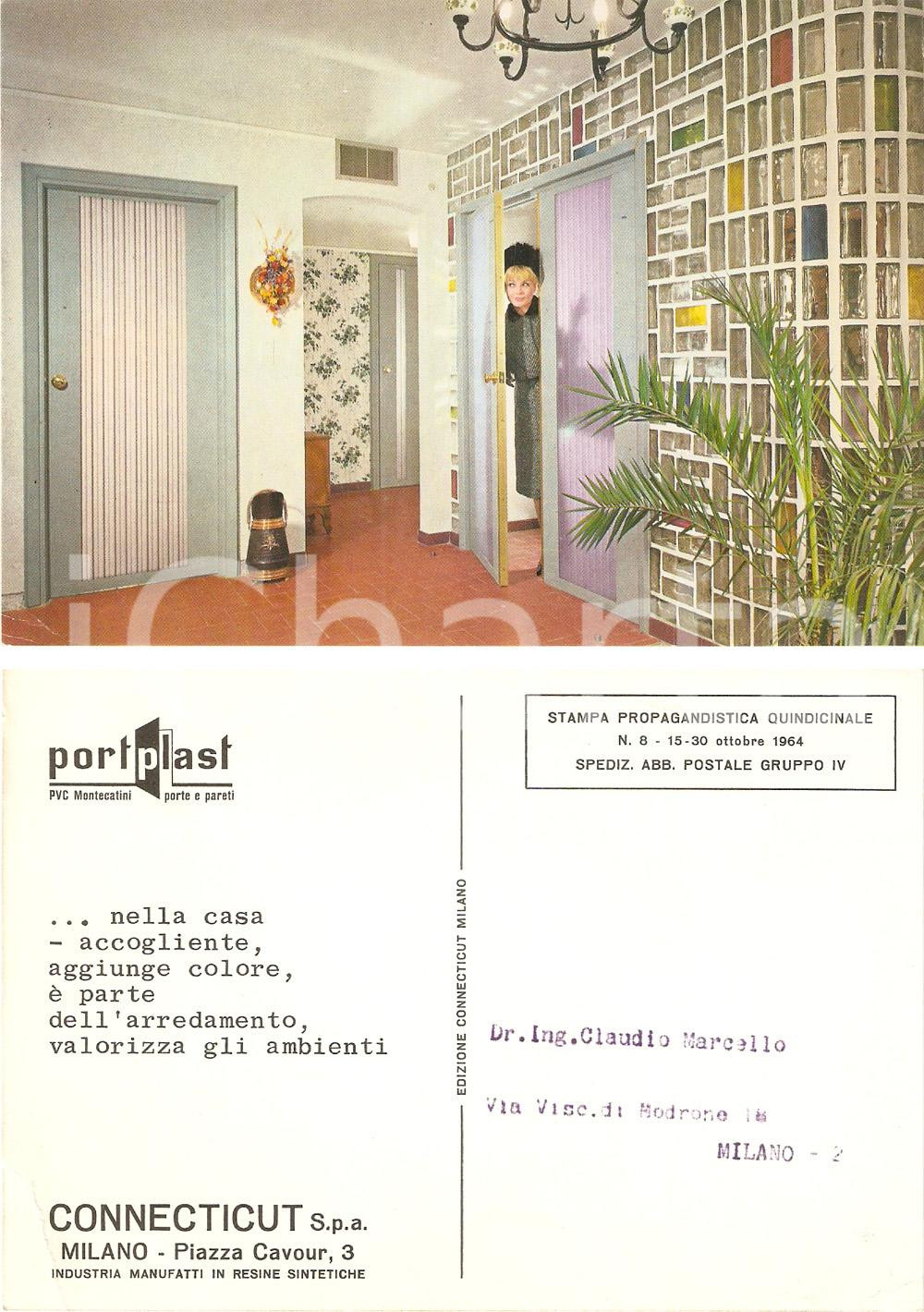 Cartolina originale da collezione 1964 MILANO Piazza Cavour 3 CONNECTICUT SPA aggiunge colore alla casa Cartolina 1