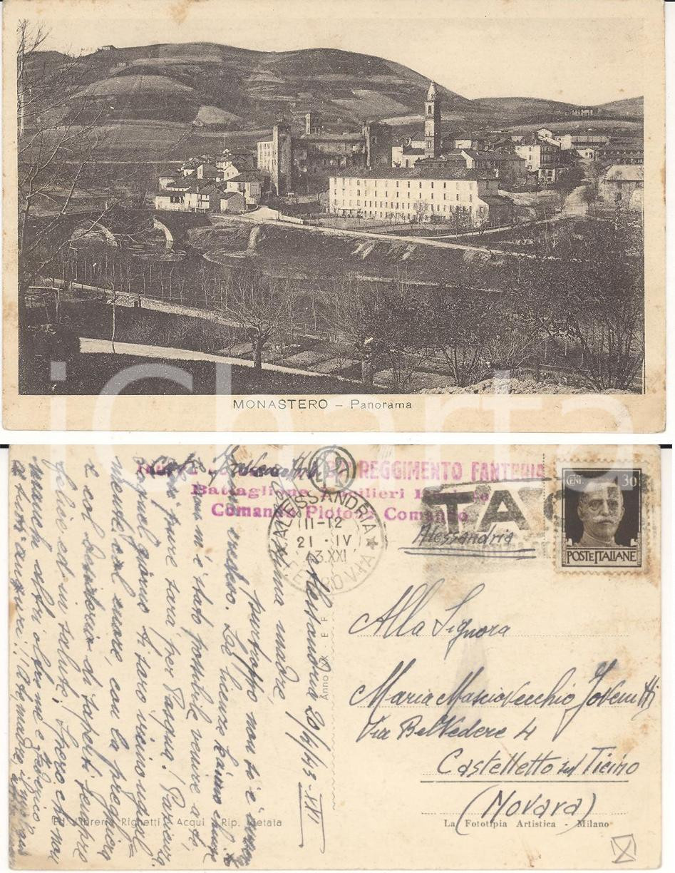 1943 WW2 MONASTERO BORMIDA 37° Fanteria Fucilieri *Vincenzo IOVENITTI alla madre