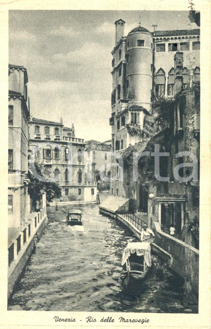Cartolina originale da collezione 1950 VENEZIA Gondoliere sul RIO DELLE MERAVIGLIE Cartolina ANIMATA FP VG 1