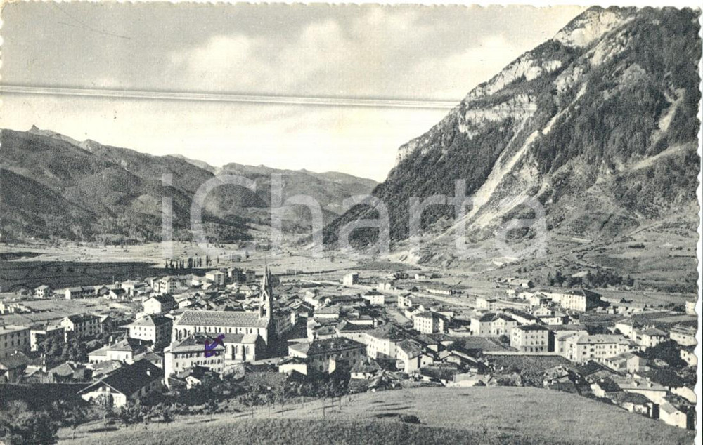 Cartolina originale da collezione 1950 PREDAZZO TN Panorama del paese con chiesa parrocchiale Cartolina FP VG 1