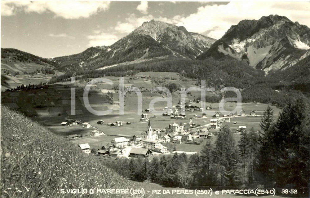 1954 MAREBBE (BZ) La frazione SAN VIGILIO con monte PARACCIA e PIZ PERES *FP VG