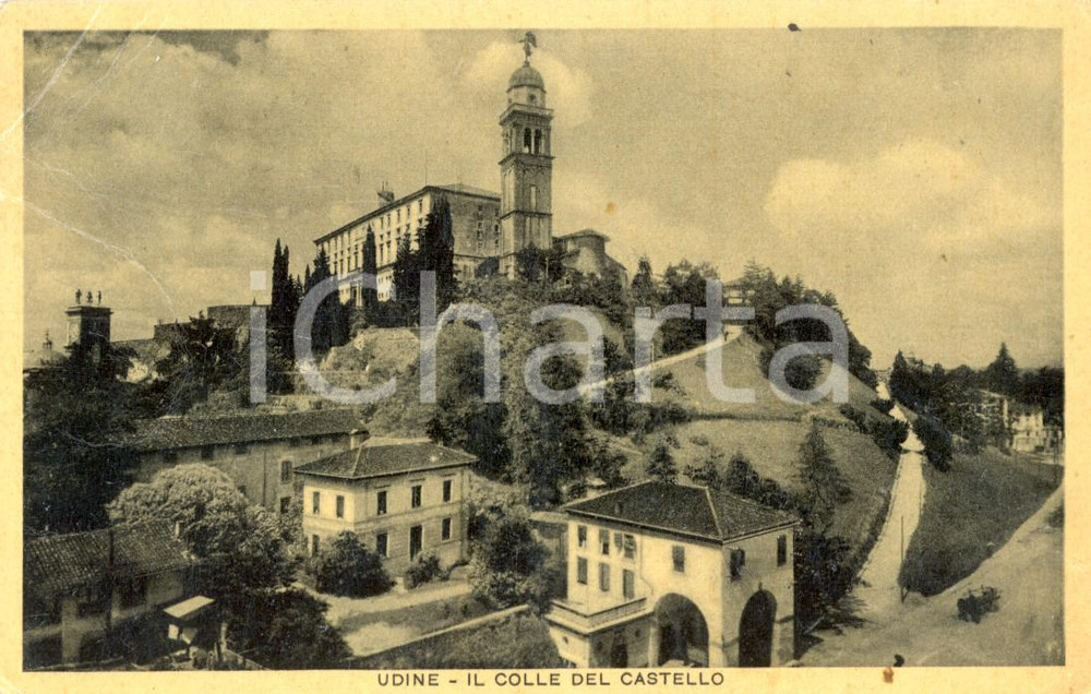 Cartolina originale da collezione 1935 UDINE Strada per il colle del castello Cartolina postale FP VG 1