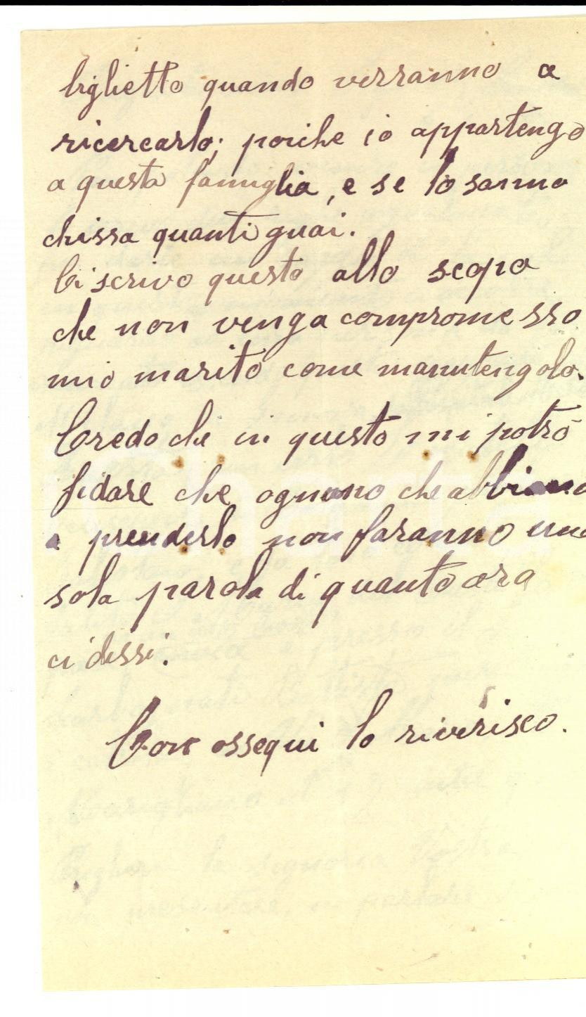 Manoscritto, lettera originale 1916 GENOVA Donna fa la spia contro Giuseppe LOCATELLI per salvare il marito 1