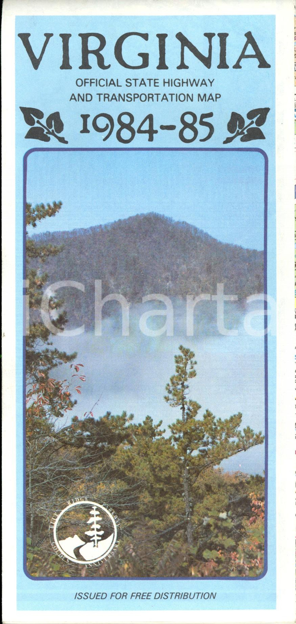 Mappa, planimetria storica 1984 VIRGINIA USA Official State highway and transportation map ILLUSTRATA 1