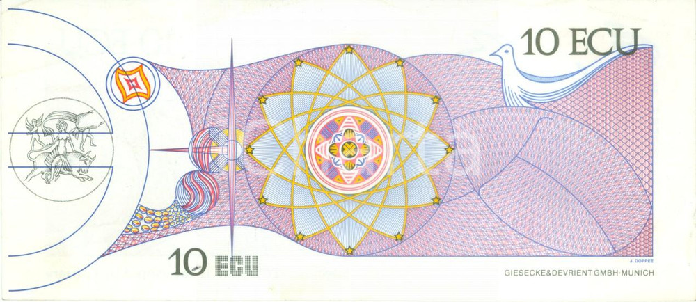 Materiale pubblicitario d’epoca 1992 SEVILLA SPAGNA specimen banconota da 10 ECU per EXPO  92 Eufiserv 1