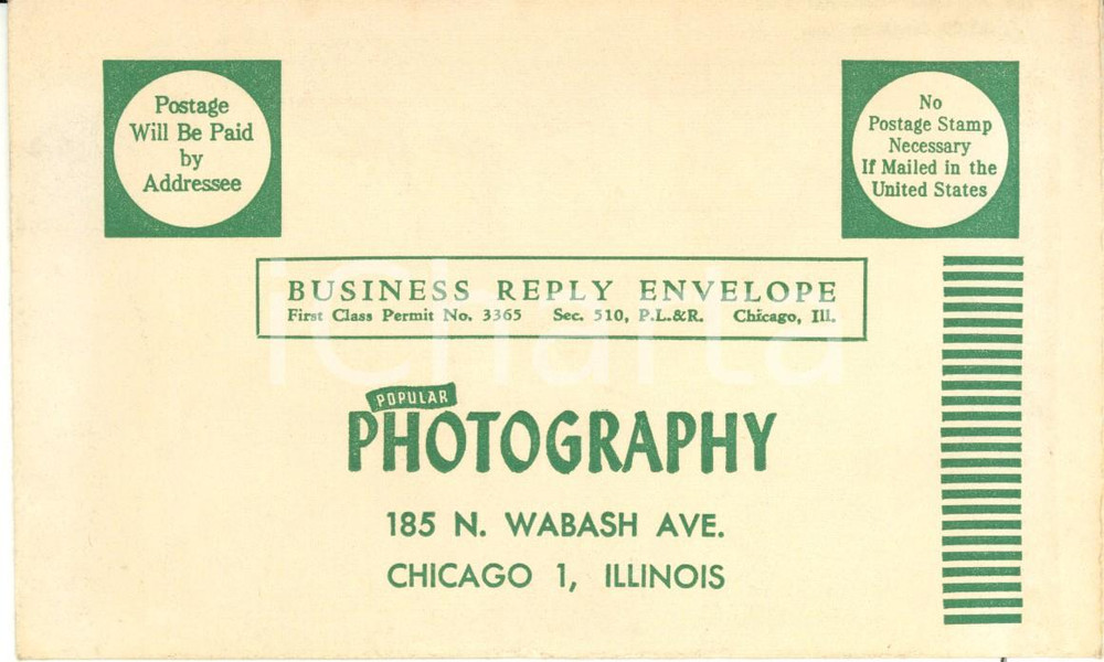 Materiale pubblicitario d’epoca 1950 ca NEW YORK USA Abbonamento Rivista POPULAR PHOTOGRAPHY Portafoto 1