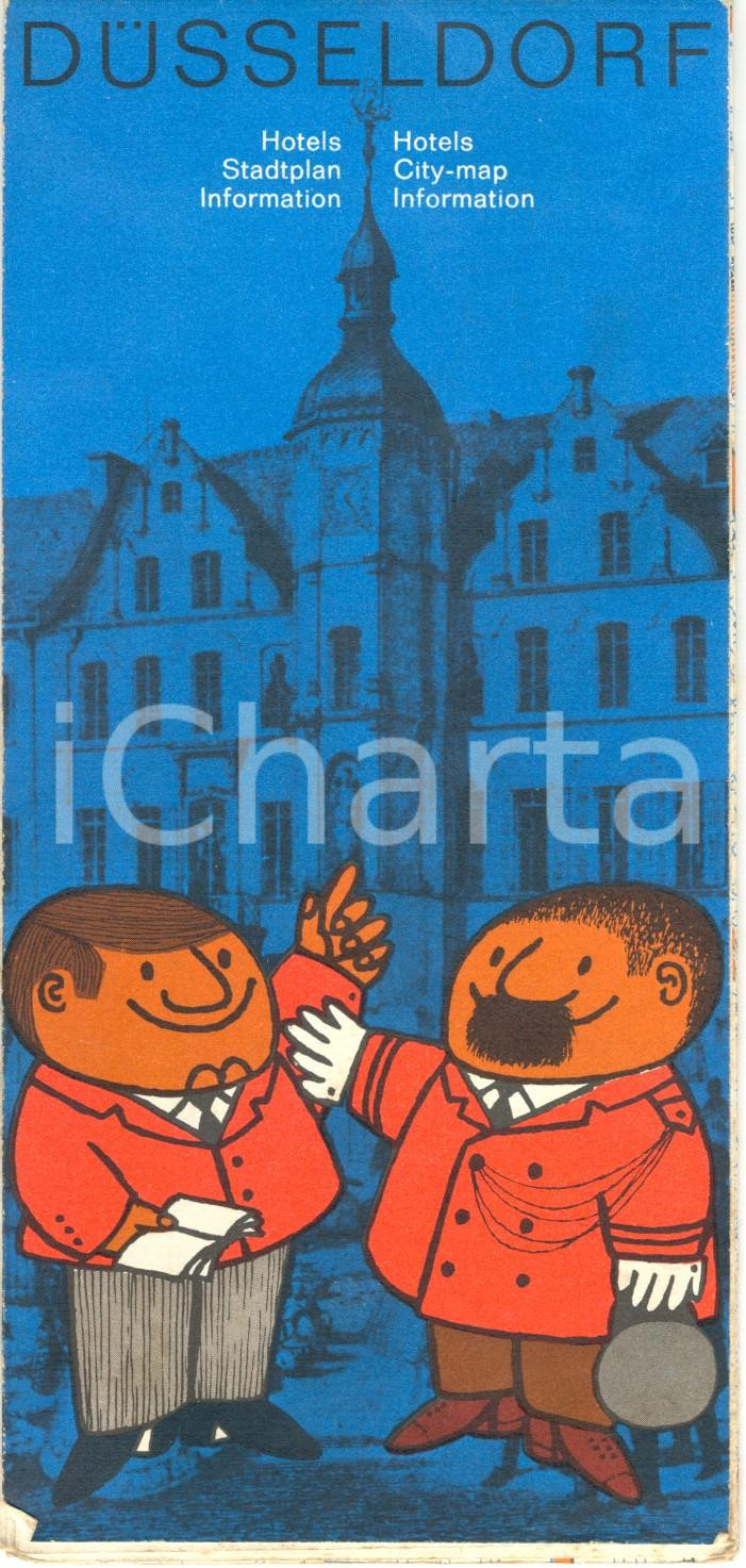 Materiale pubblicitario d’epoca 1962 DUSSELDORF D Opuscolo con elenco hotel, informazioni turistiche e mappa 1