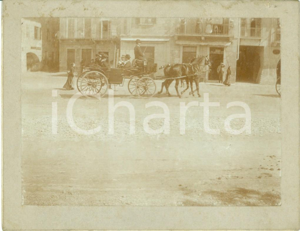 Fotografia d epoca originale 1900 ca LAGO MAGGIORE Sposi in carrozza nel giorno del matrimonio VINTAGE 1