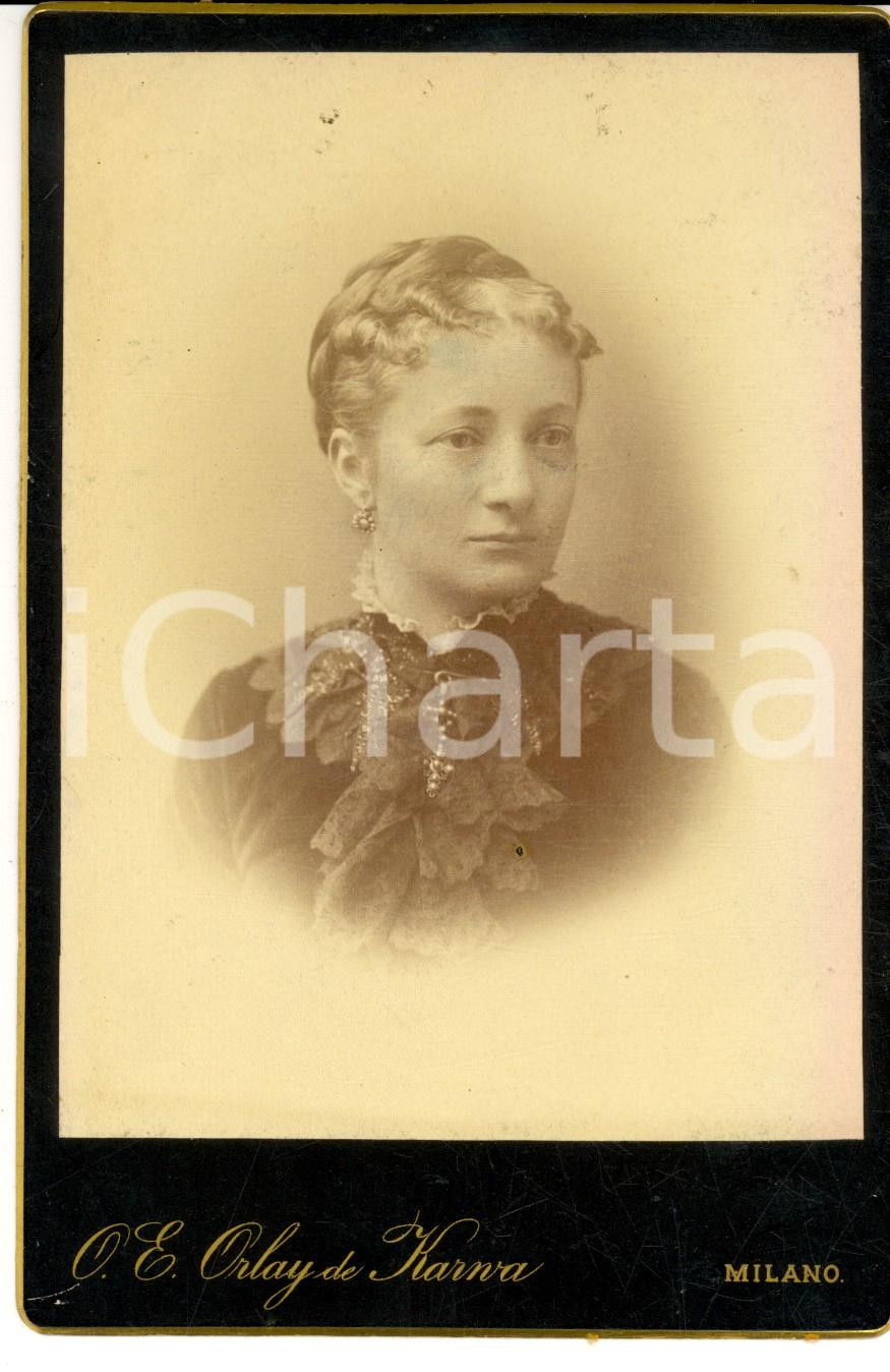Fotografia d epoca originale 1900 ca MILANO Donna con colletto in pizzo nero Fotografia ORLAY DE KARWA 1