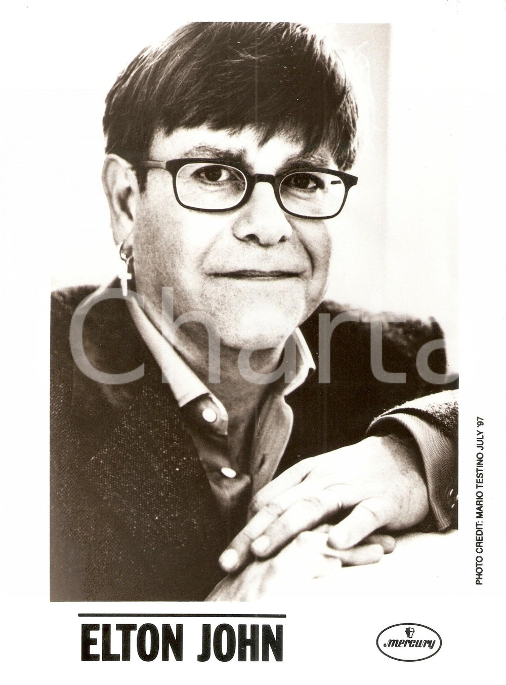 Fotografia d epoca originale 1997 MUSICA Elton JOHN Ritratto di Mario TESTINO Foto seriale MERCURY 1