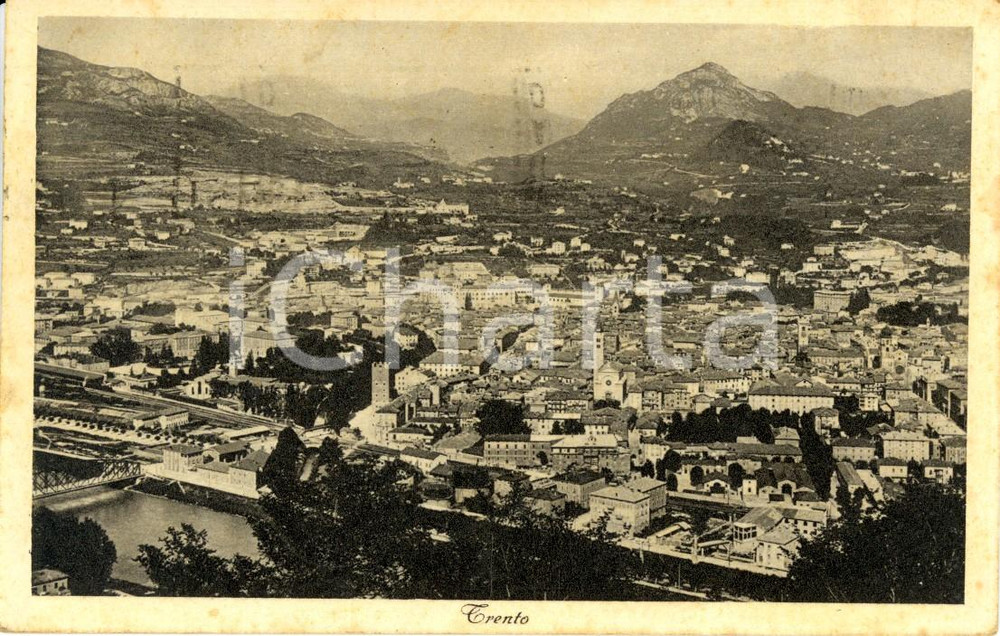 Cartolina originale da collezione 1928 TRENTO Veduta panoramica della cittÃ  dall alto Cartolina postale FP VG 1