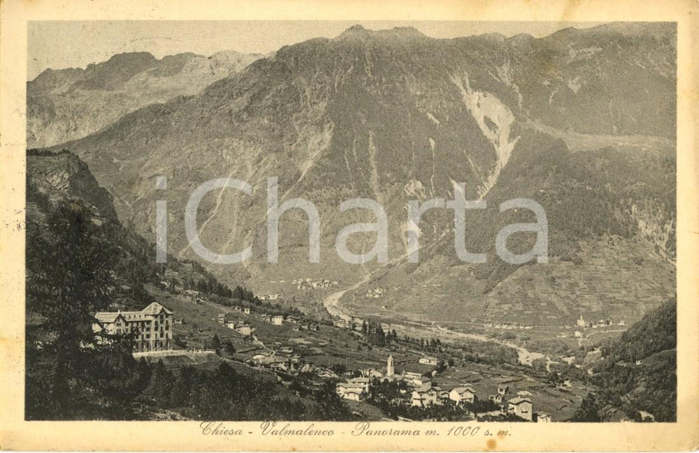 Cartolina originale da collezione 1913 CHIESA IN VALMALENCO SO Veduta panoramica del paese Cartolina postale FP 1