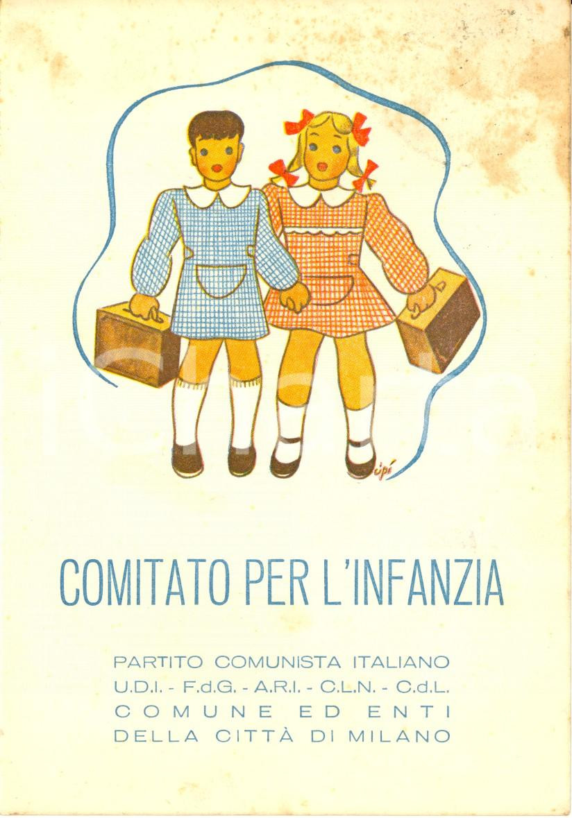 Cartolina originale da collezione 1945 MILANO Comitato per infanzia PCI UDI FDG CLN CDL Ill. CIPI  Cartolina FG 1