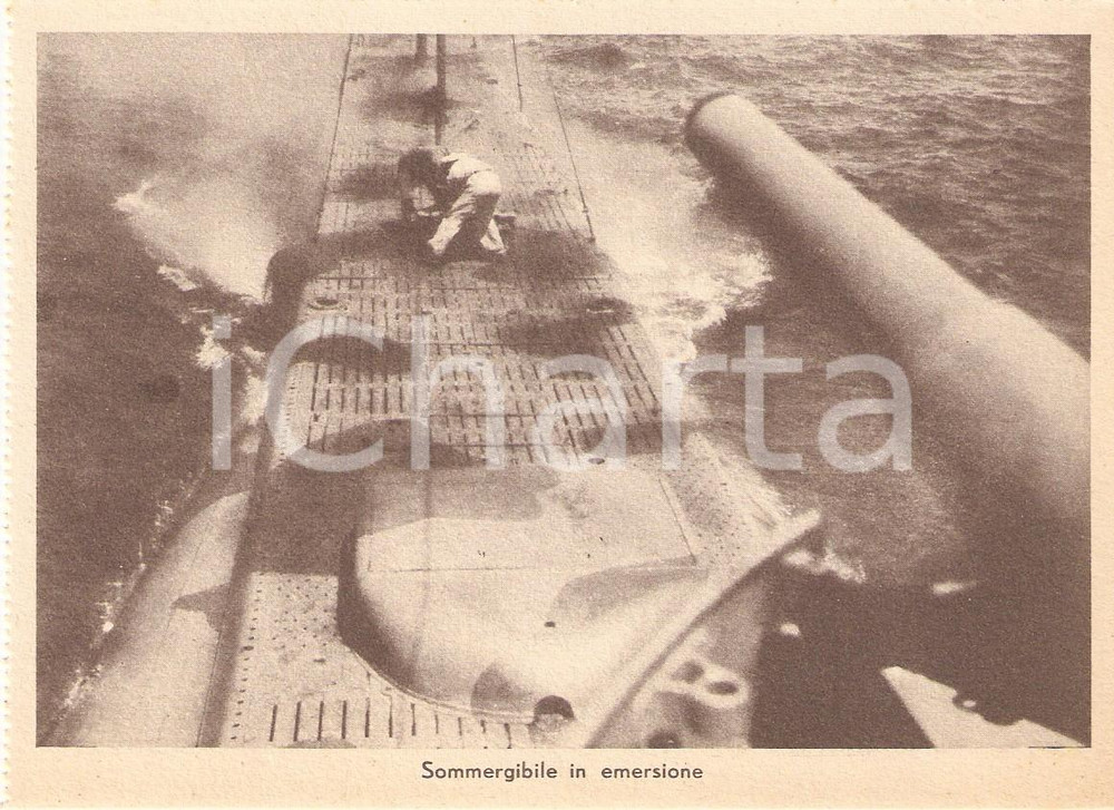 Cartolina originale da collezione 1940 ca WW2  MARINA MILITARE Sommergibile in emersione Cartolina 1