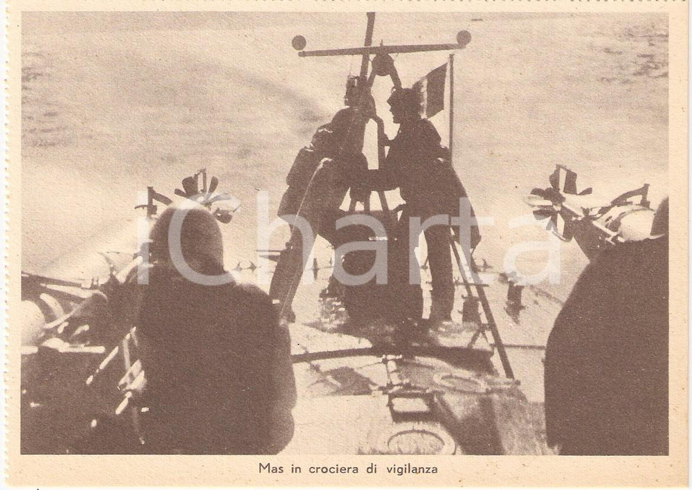 Cartolina originale da collezione 1940 ca WW2 Marina militare MAS in crociera di vigilanza Cartolina 1