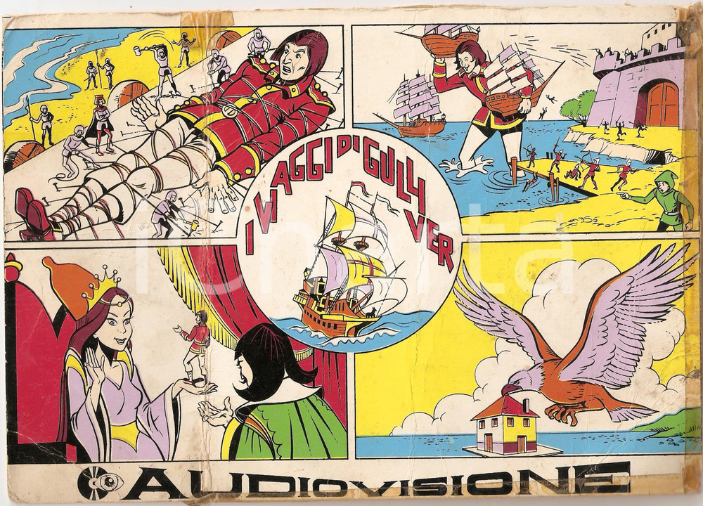 Oggetto da collezione cartaceo 1960 ca MILANO Industria Tecnica Italiana Disco AUDIOVISIONE Gulliver 45 GIRI 1