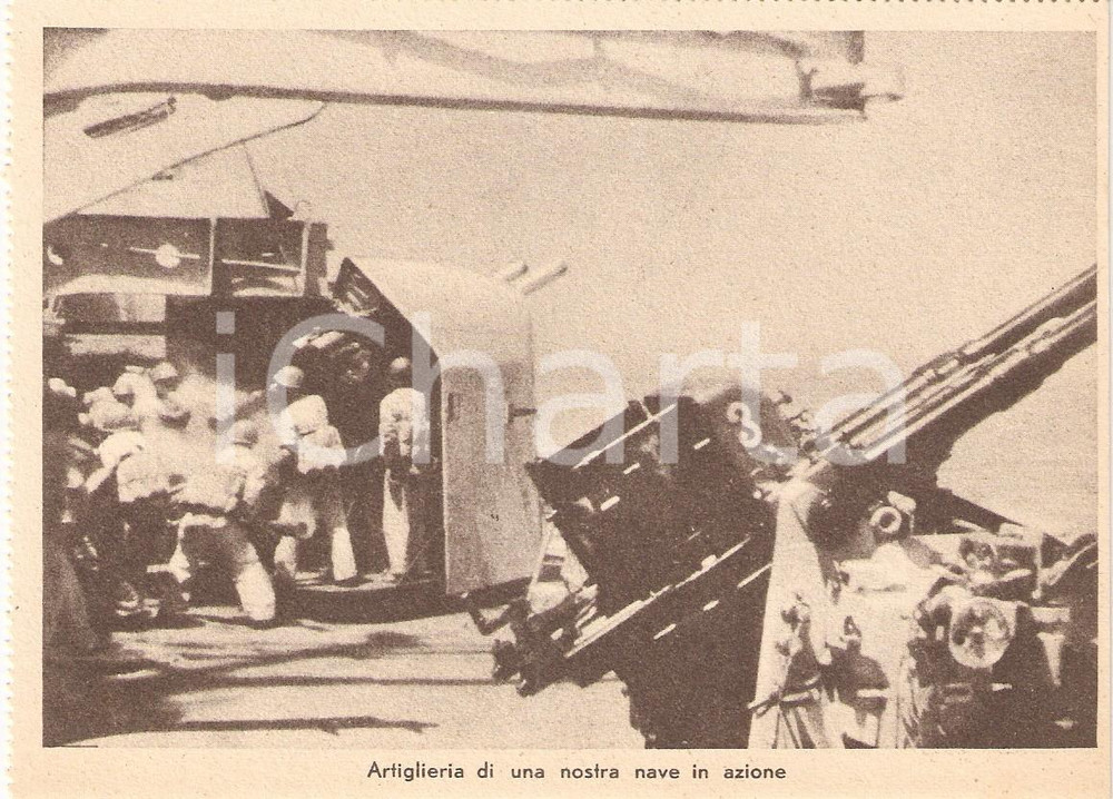 Cartolina originale da collezione 1940 ca WW2  MARINA MILITARE Artiglieria di una nave in azione Cartolina 1