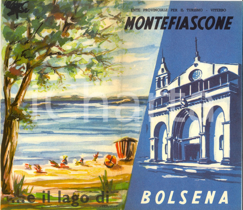 Materiale pubblicitario d’epoca 1965 ca MONTEFIASCONE e il Lago di BOLSENA Ente Provinciale per Turismo VITERBO 1
