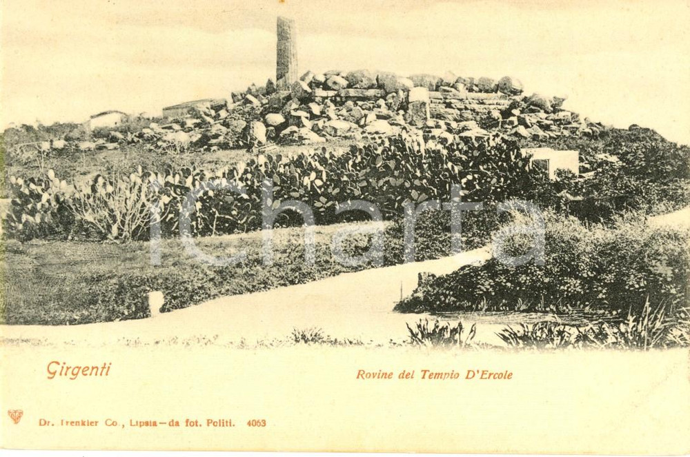 Cartolina originale da collezione 1900 ca GIRGENTI AG Le rovine del tempio di ERCOLE Cartolina postale FP NV 1