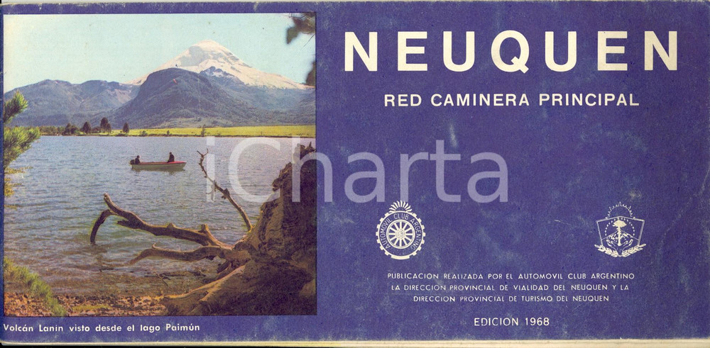 Materiale pubblicitario d’epoca 1968 NEUQUEN ARGENTINA Red Caminera Principal Opuscolo AUTOMOVIL CLUB mappa 1