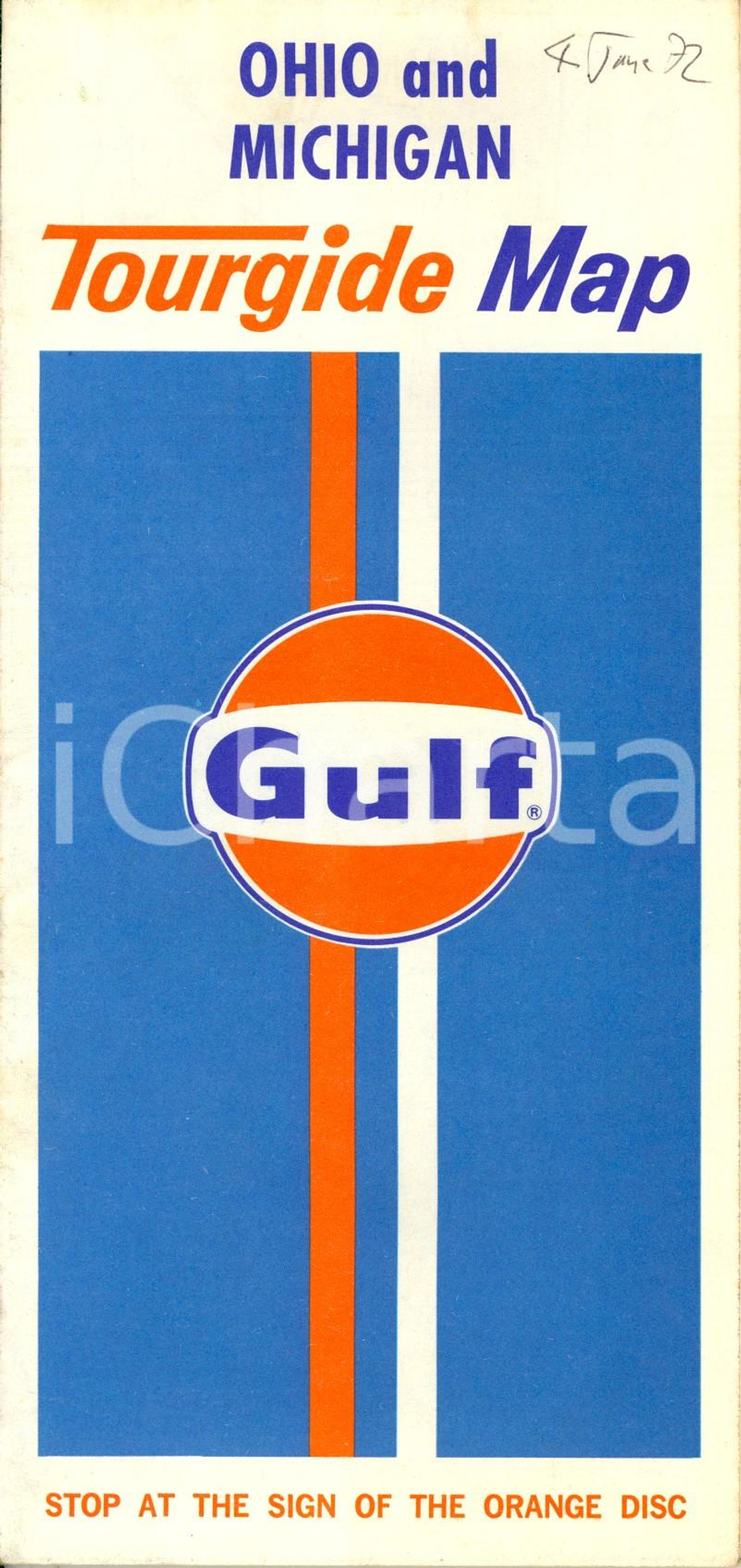 Materiale pubblicitario d’epoca 1970 OHIO and MICHIGAN tourgide map Mappa stradale pubblicitaria GULF PRODUCTS 1