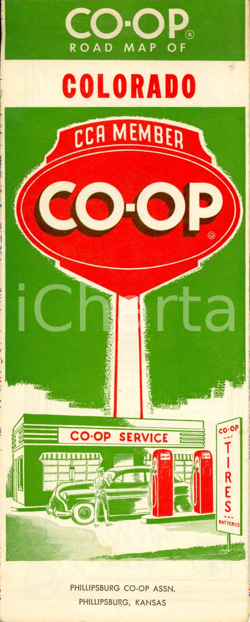 Materiale pubblicitario d’epoca 1955 ca COLORADO USA Rand MCNALLY road map Opuscolo pubblicitario COOP 1
