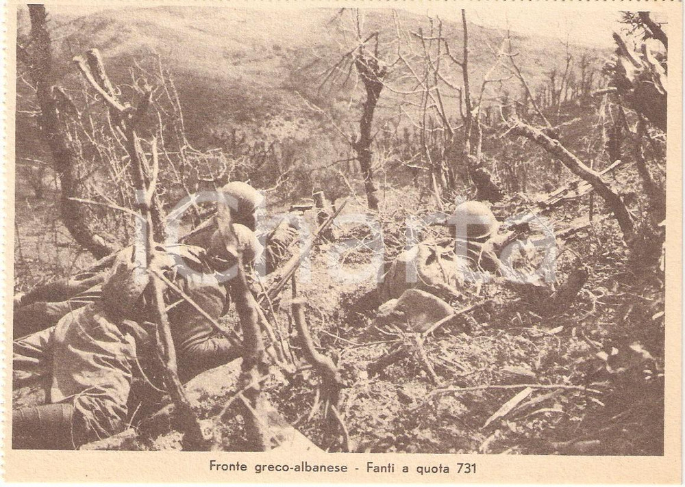 Cartolina originale da collezione 1940 ca WW2 Fronte grecoalbanese QUOTA 731 Fanti in azione Cartolina 1
