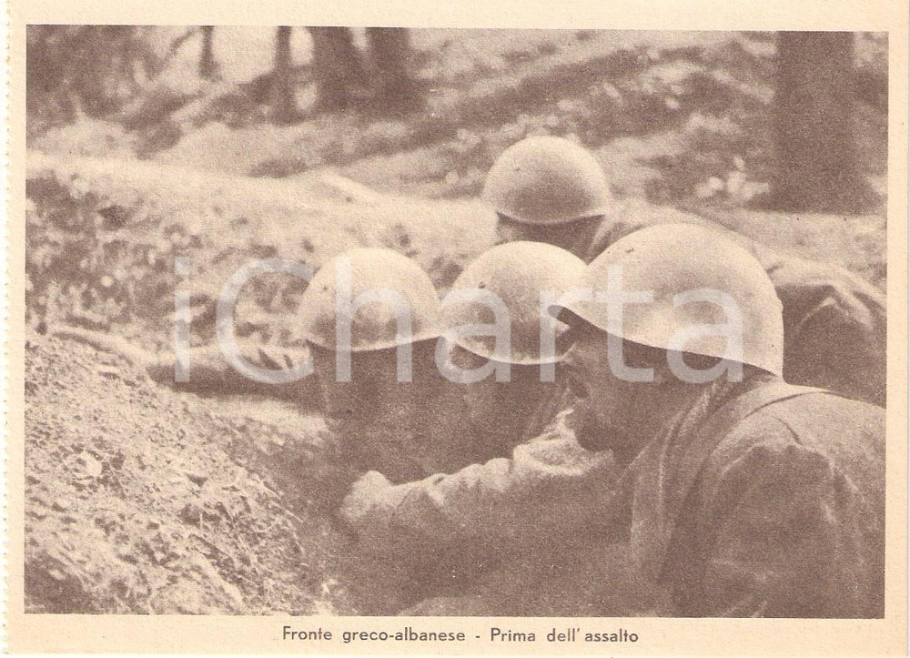 Cartolina originale da collezione 1940 ca WW2 Fronte grecoalbanese Fanti prima dell assalto Cartolina 1