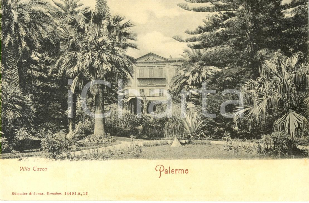 Cartolina originale da collezione 1900 ca PALERMO Veduta della facciata e parco di Villa TASCA Cartolina FP NV 1