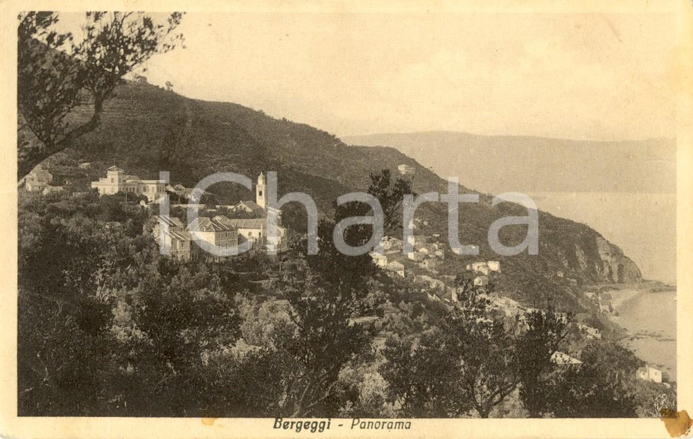 Cartolina originale da collezione 1934 BERGEGGI SV Veduta panoramica dell abitato Cartolina postale FP VG 1