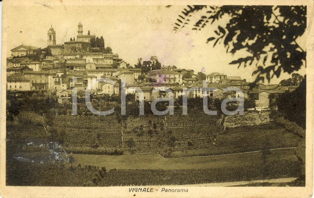 Cartolina originale da collezione 1928 VIGNALE MONFERRATO AL Veduta panoramica dell abitato Cartolina FP VG 1