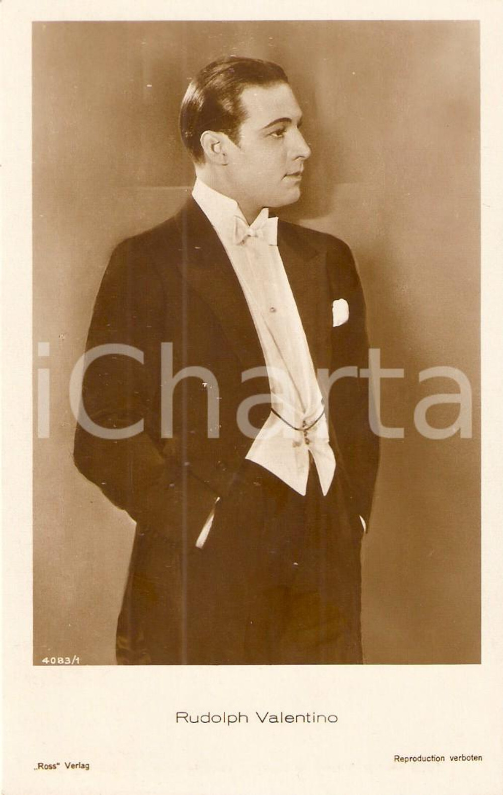 Cartolina originale da collezione 1920 ca CINEMA Actor Rudolph VALENTINO Portrait Cartolina FP NV 1
