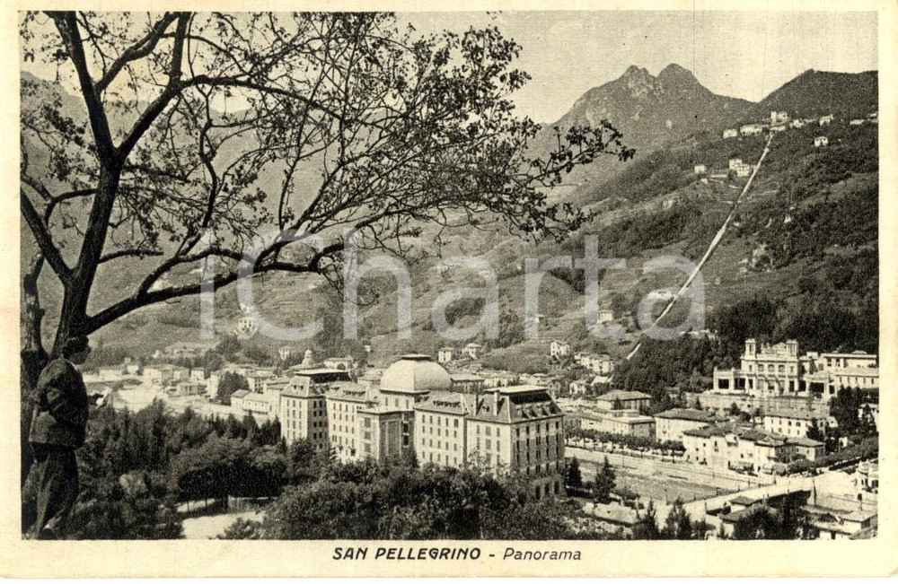 Cartolina originale da collezione 1941 SAN PELLEGRINO TERME BG Panorama con il CASINO e il GRAND HOTEL FP NV 1