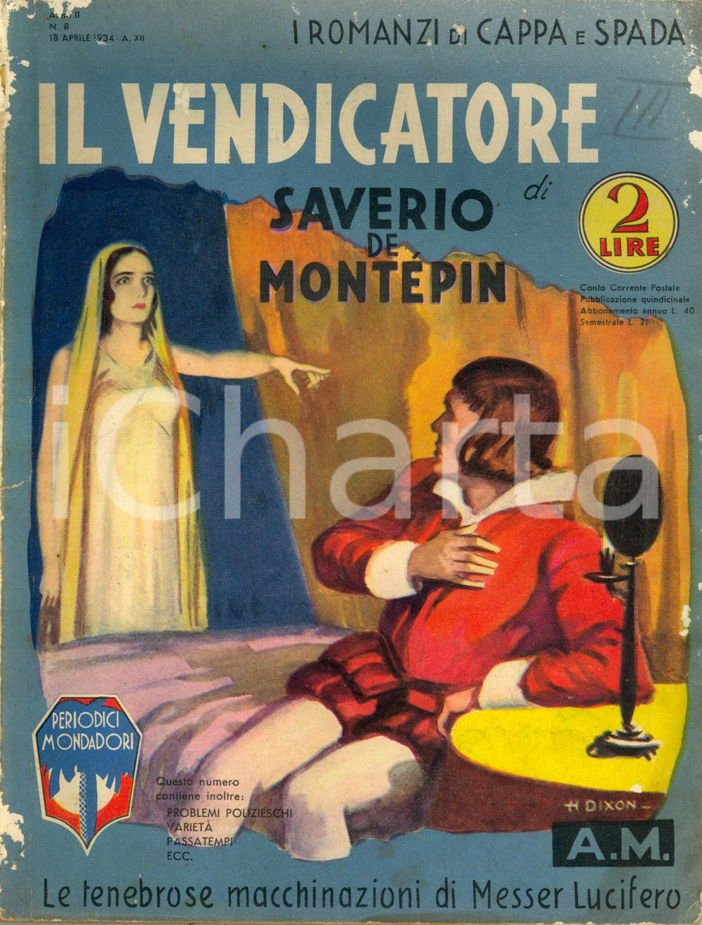 Libro, pubblicazione d epoca 1934 Saverio DE MONTEPIN Il vendicatore Editore Arnoldo MONDADORI Milano 1